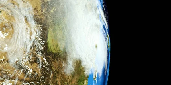 非常详细和现实的高分辨率3D插图的台风袭击中国大陆。从太空拍摄。这张图片的元素是由美国宇航局提供的. — 图库照片
