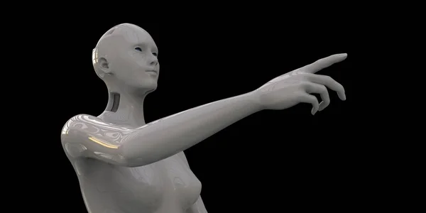 Εξαιρετικά λεπτομερής και ρεαλιστική υψηλής ανάλυσης 3D απεικόνιση ενός ανθρωποειδούς ανδροειδές — Φωτογραφία Αρχείου