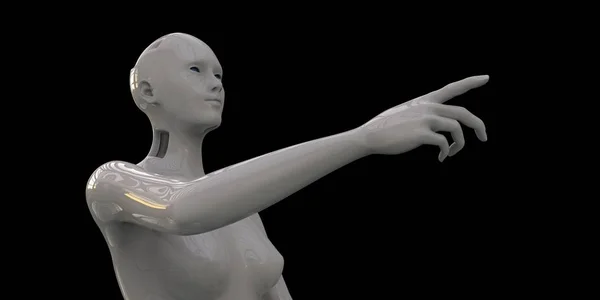 Rendkívül részletes és reális nagy felbontású 3D illusztrálja a humanoid Android — Stock Fotó