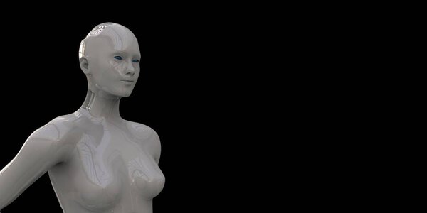 Extremely detailed and realistic high resolution 3d illustration of a humanoid android