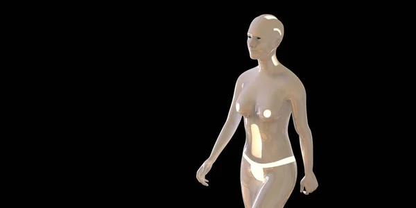 Ilustración 3D de alta resolución extremadamente detallada y realista de un androide humanoide — Foto de Stock