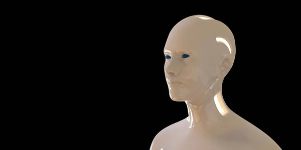 Extrémně detailní a realistické prostorové znázornění humanoidní androida — Stock fotografie