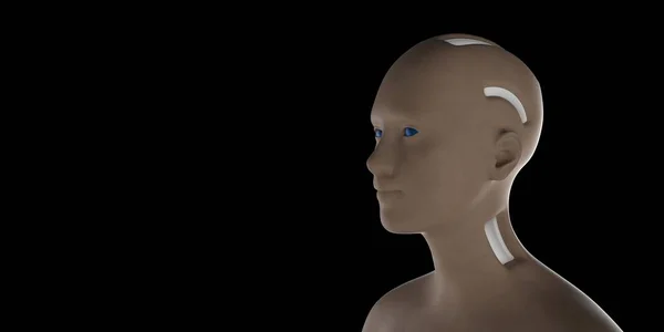Zeer gedetailleerde en realistische hoge resolutie 3D illustratie van een humanoïde Android — Stockfoto