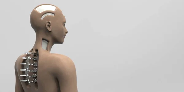Чрезвычайно подробная и реалистичная 3D иллюстрация андроида гуманоида с высоким разрешением — стоковое фото