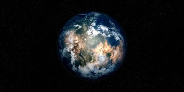 Exoplanet gibi bir Earth son derece detaylı ve gerçekçi 3D Illustration. Uzaya vurdu. Bu görüntünün elemanları NASA tarafından döşenmiştir.