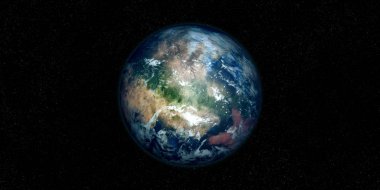 Exoplanet gibi bir Earth son derece detaylı ve gerçekçi 3D Illustration. Uzaya vurdu. Bu görüntünün elemanları NASA tarafından döşenmiştir.