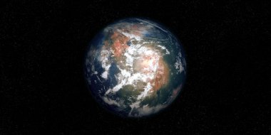 Exoplanet gibi bir Earth son derece detaylı ve gerçekçi 3D Illustration. Uzaya vurdu. Bu görüntünün elemanları NASA tarafından döşenmiştir.