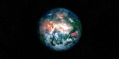 Exoplanet gibi bir Earth son derece detaylı ve gerçekçi 3D Illustration. Uzaya vurdu. Bu görüntünün elemanları NASA tarafından döşenmiştir.