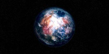 Exoplanet gibi bir Earth son derece detaylı ve gerçekçi 3D Illustration. Uzaya vurdu. Bu görüntünün elemanları NASA tarafından döşenmiştir.