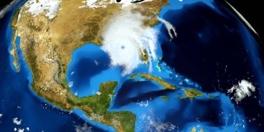 Bir Hurricane son derece ayrıntılı ve gerçekçi yüksek çözünürlüklü 3D Illustration. Uzay 'dan vuruldu. Bu görüntünün elemanları NASA tarafından döşenmiştir.