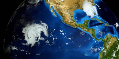 Bir Hurricane son derece ayrıntılı ve gerçekçi yüksek çözünürlüklü 3D Illustration. Uzay 'dan vuruldu. Bu görüntünün elemanları NASA tarafından döşenmiştir.