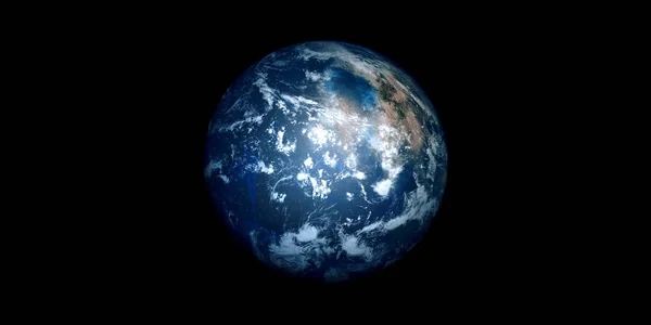 非常详细和现实的地球像系外行星的3D插图。从太空拍摄。这张图片的元素是由美国宇航局提供的. — 图库照片