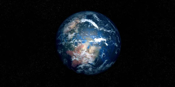 Extrémně detailní a realistická 3D ilustrace země jako exoplanet. Střílí z vesmíru. Prvky tohoto obrazu předkládá NASA. — Stock fotografie