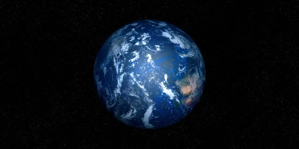 Extremt detaljerade och realistiska 3D illustration av en jord som exoplanet. Skott från rymden. Delar av denna bild är möblerade av NASA. — Stockfoto
