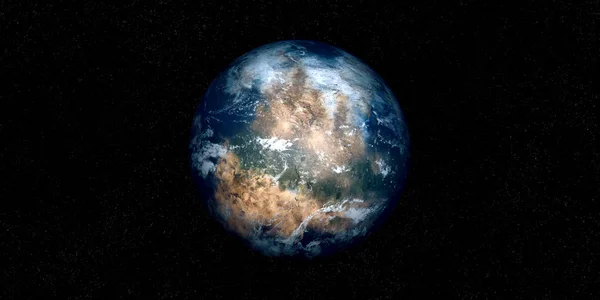 Exoplanet gibi bir Earth son derece detaylı ve gerçekçi 3D Illustration. Uzaya vurdu. Bu görüntünün elemanları NASA tarafından döşenmiştir.