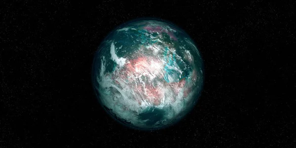 Ilustrație 3D extrem de detaliată și realistă a unui Pământ ca Exoplanet. Împuşcat din spaţiu. Elementele acestei imagini sunt furnizate de NASA. . — Fotografie, imagine de stoc