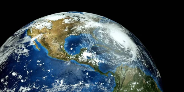 Zeer gedetailleerde en realistische hoge resolutie 3D illustratie van een orkaan. Geschoten vanuit de ruimte. Elementen van dit beeld zijn geleverd door NASA. — Stockfoto
