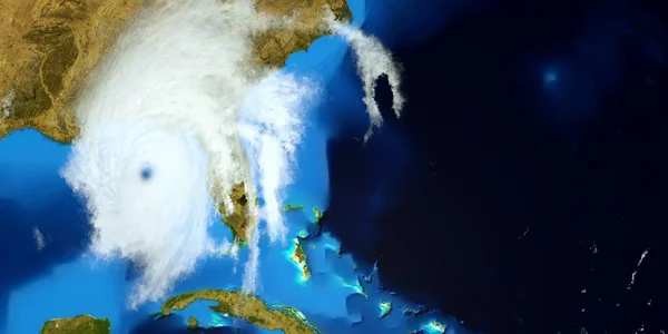 Zeer gedetailleerde en realistische hoge resolutie 3D illustratie van een orkaan. Geschoten vanuit de ruimte. Elementen van dit beeld zijn ingericht door NASA. — Stockfoto