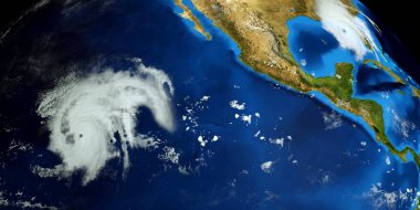 Bir Hurricane son derece ayrıntılı ve gerçekçi yüksek çözünürlüklü 3D Illustration. Uzay 'dan vuruldu. Bu görüntünün elemanları NASA tarafından döşenmiştir.