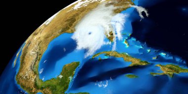 Bir Hurricane son derece ayrıntılı ve gerçekçi yüksek çözünürlüklü 3D Illustration. Uzay 'dan vuruldu. Bu görüntünün elemanları NASA tarafından döşenmiştir.