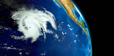 Bir Hurricane son derece ayrıntılı ve gerçekçi yüksek çözünürlüklü 3D Illustration. Uzay 'dan vuruldu. Bu görüntünün elemanları NASA tarafından döşenmiştir.