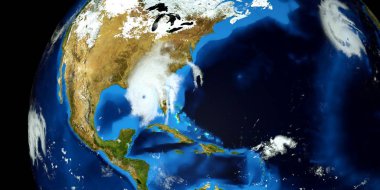 Bir Hurricane son derece ayrıntılı ve gerçekçi yüksek çözünürlüklü 3D Illustration. Uzay 'dan vuruldu. Bu görüntünün elemanları NASA tarafından döşenmiştir.