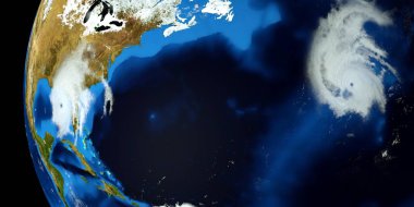 Bir Hurricane son derece ayrıntılı ve gerçekçi yüksek çözünürlüklü 3D Illustration. Uzay 'dan vuruldu. Bu görüntünün elemanları NASA tarafından döşenmiştir.