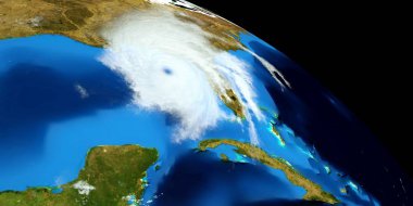 Bir Hurricane son derece ayrıntılı ve gerçekçi yüksek çözünürlüklü 3D Illustration. Uzay 'dan vuruldu. Bu görüntünün elemanları NASA tarafından döşenmiştir.
