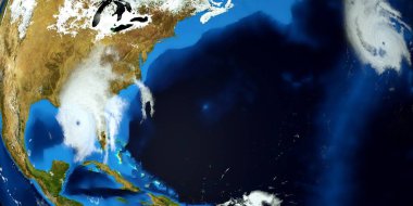 Bir Hurricane son derece ayrıntılı ve gerçekçi yüksek çözünürlüklü 3D Illustration. Uzay 'dan vuruldu. Bu görüntünün elemanları NASA tarafından döşenmiştir.