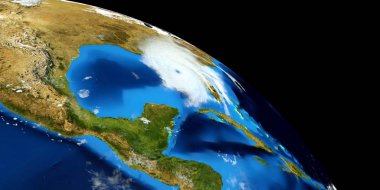 Bir Hurricane son derece ayrıntılı ve gerçekçi yüksek çözünürlüklü 3D Illustration. Uzay 'dan vuruldu. Bu görüntünün elemanları NASA tarafından döşenmiştir.