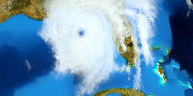 Bir Hurricane son derece ayrıntılı ve gerçekçi yüksek çözünürlüklü 3D Illustration. Uzay 'dan vuruldu. Bu görüntünün elemanları NASA tarafından döşenmiştir.