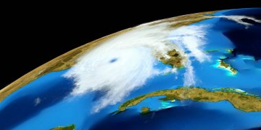 Bir Hurricane son derece ayrıntılı ve gerçekçi yüksek çözünürlüklü 3D Illustration. Uzay 'dan vuruldu. Bu görüntünün elemanları NASA tarafından döşenmiştir.