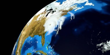 Bir Hurricane son derece ayrıntılı ve gerçekçi yüksek çözünürlüklü 3D Illustration. Uzay 'dan vuruldu. Bu görüntünün elemanları NASA tarafından döşenmiştir.