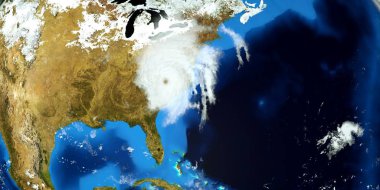 Bir Hurricane son derece ayrıntılı ve gerçekçi yüksek çözünürlüklü 3D Illustration. Uzay 'dan vuruldu. Bu görüntünün elemanları NASA tarafından döşenmiştir.