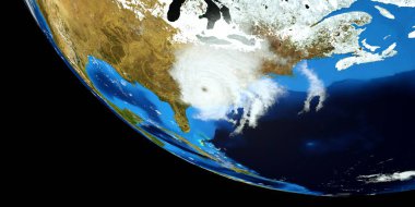 Bir Hurricane son derece ayrıntılı ve gerçekçi yüksek çözünürlüklü 3D Illustration. Uzay 'dan vuruldu. Bu görüntünün elemanları NASA tarafından döşenmiştir.