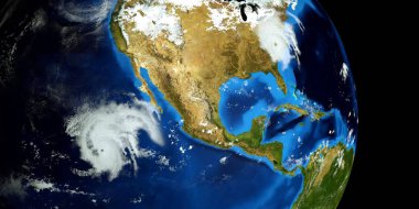 Bir Hurricane son derece ayrıntılı ve gerçekçi yüksek çözünürlüklü 3D Illustration. Uzay 'dan vuruldu. Bu görüntünün elemanları NASA tarafından döşenmiştir.