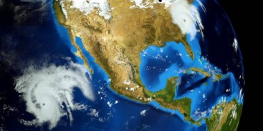 Bir Hurricane son derece ayrıntılı ve gerçekçi yüksek çözünürlüklü 3D Illustration. Uzay 'dan vuruldu. Bu görüntünün elemanları NASA tarafından döşenmiştir.