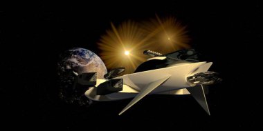 Uzay gemisi ve dünya dış gezegen gibi.