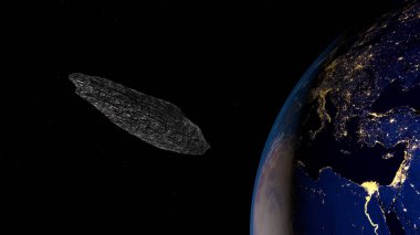 Bir yıldızlararası asteroid son derece detaylı ve gerçekçi yüksek çözünürlüklü 3D Illustration
