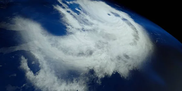 非常详细和现实的高分辨率3D插图的飓风。从太空拍摄。这张图片的元素是由美国宇航局提供的. — 图库照片