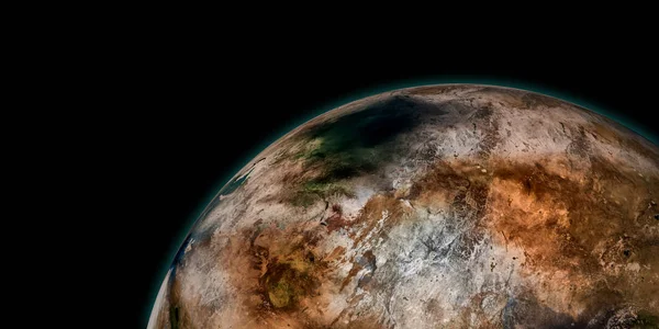 极其详细和现实的高分辨率3D插图的地球一样外行星 从太空拍摄 这张图片的元素是由美国宇航局提供的 — 图库照片