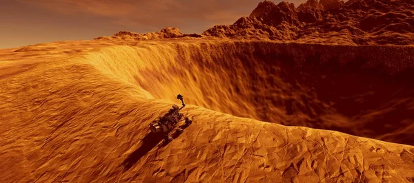 Ilustración Alta Resolución Extremadamente Detallada Realista Paisaje Alienígena Marte Curiosity —  Fotos de Stock
