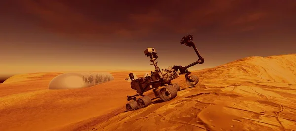 화성에 외계인 풍경의 상세하고 현실적인 고해상도 호기심 이미지의 요소는 Nasa에 — 스톡 사진