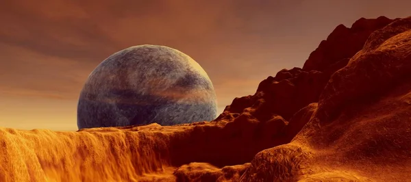 화성에 외계인 풍경의 상세하고 현실적인 고해상도 플래닛 이미지의 요소는 Nasa에 — 스톡 사진