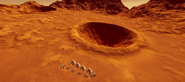 화성에 외계인 풍경의 상세하고 현실적인 고해상도 행성에 식민지 — 스톡 사진