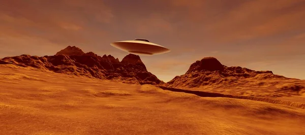 Ilustração Alta Resolução Extremamente Detalhada Realista Uma Paisagem Alienígena Marte — Fotografia de Stock