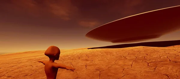 Extremt Detaljerad Och Realistisk Högupplöst Illustration Ett Främmande Landskap Mars — Stockfoto