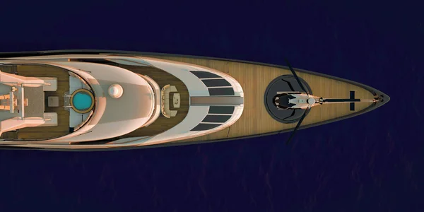 Extremely detailed and realistic high resolution 3d illustration of a luxury Mega Yacht. — Stock Photo, Image