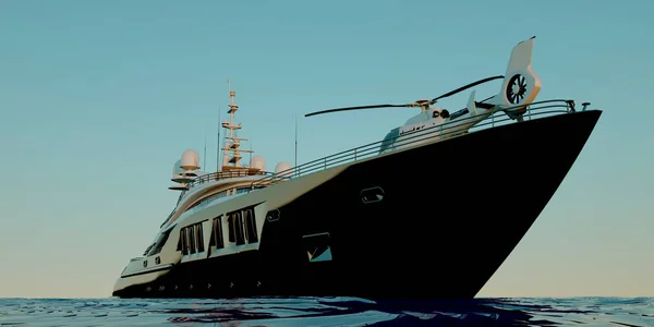 Niezwykle szczegółowa i realistyczna ilustracja w wysokiej rozdzielczości 3D luksusowego Mega Yacht. — Zdjęcie stockowe