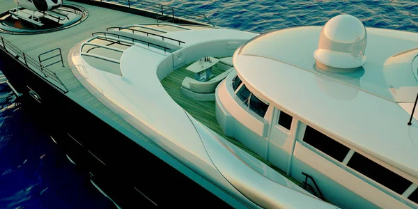 Illustration 3D haute résolution extrêmement détaillée et réaliste d'un Mega Yacht de luxe . — Photo